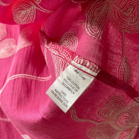 CABANA CAY Women's Embroidered Floral Sleeveless Top Tank Tie Waist Pink Size L - Picture 5 of 11